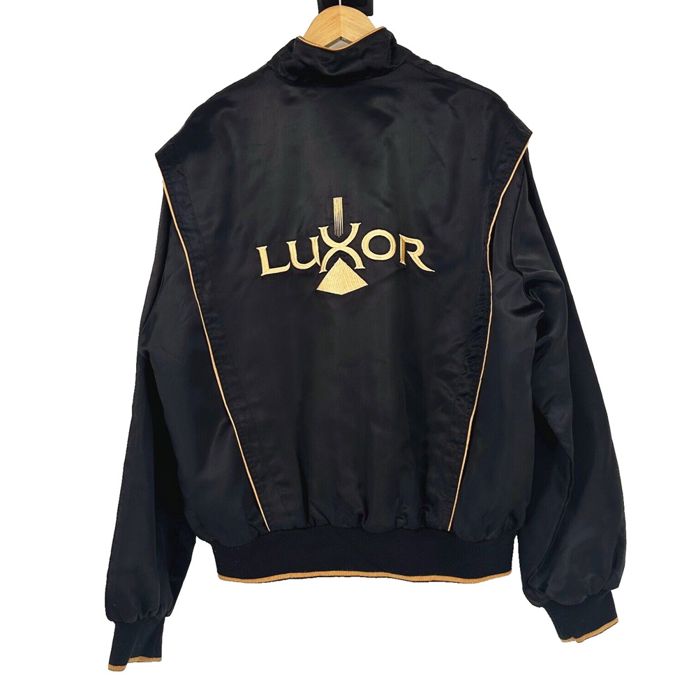 VTG M.A.P 80s Satin Bomber Luxor Las Vegas XL Jacket Zip Made In USA Embroidered
